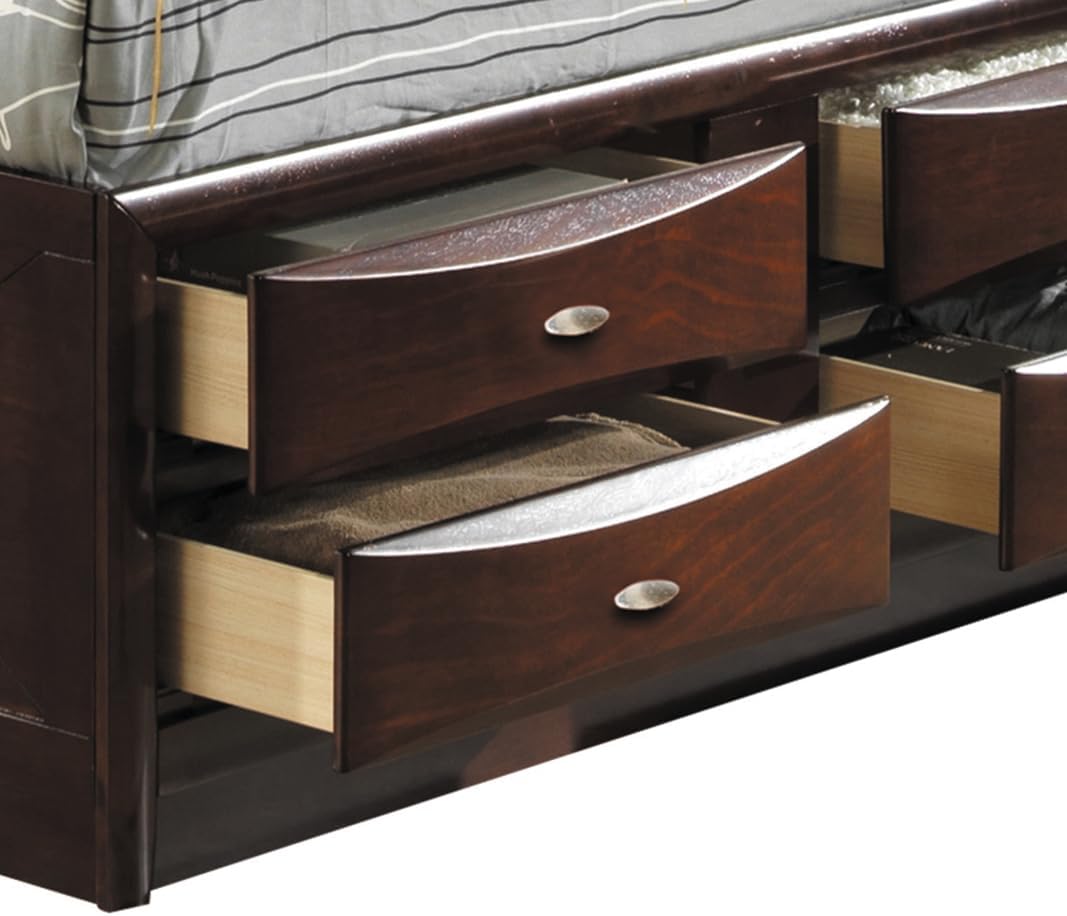 Acme Ireland Full Wood Platform Bed with Storage Drawers in Espresso
