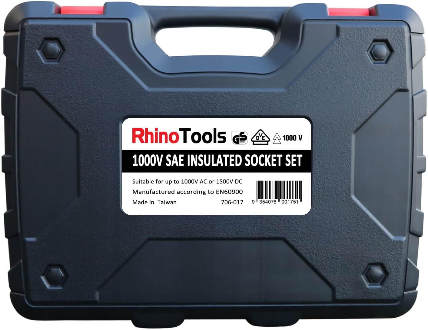 Rhino Tools 1000V Insulated SAE Socket Set | 20 Piece 3/8' Drive | 5 Hex Bits