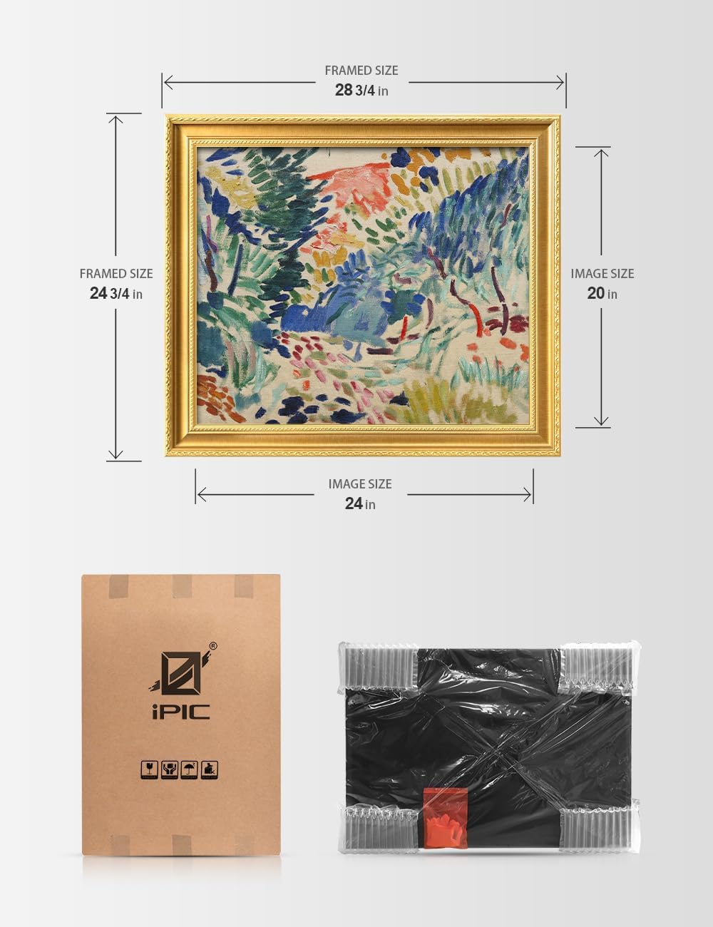 IPIC - In Landscape at Collioure by Henri Matisse, Classic Gold Framed Art, Giclee Prints on Cotton Canvas Matched with Solid Wood Frame, Image Size:24X20,Total Size: 28.8x24.8, Made In USA