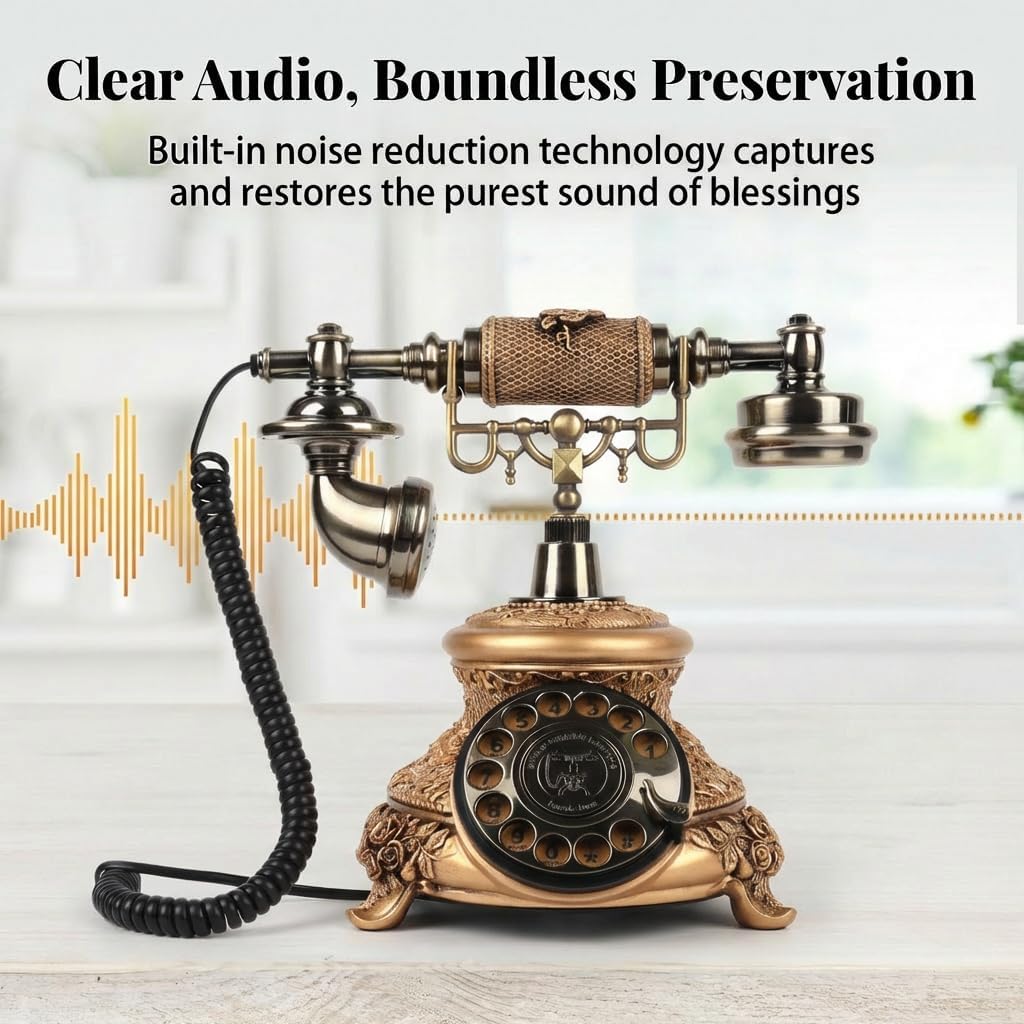 Audio Guest Book Wedding Phone, Audio Guestbook, Recording Wedding Phone Guest Book, Retro Design Perfect for Weddings/Anniversaries/Parties/Birthday/Graduation/Baby Shower/Retirement，Golden