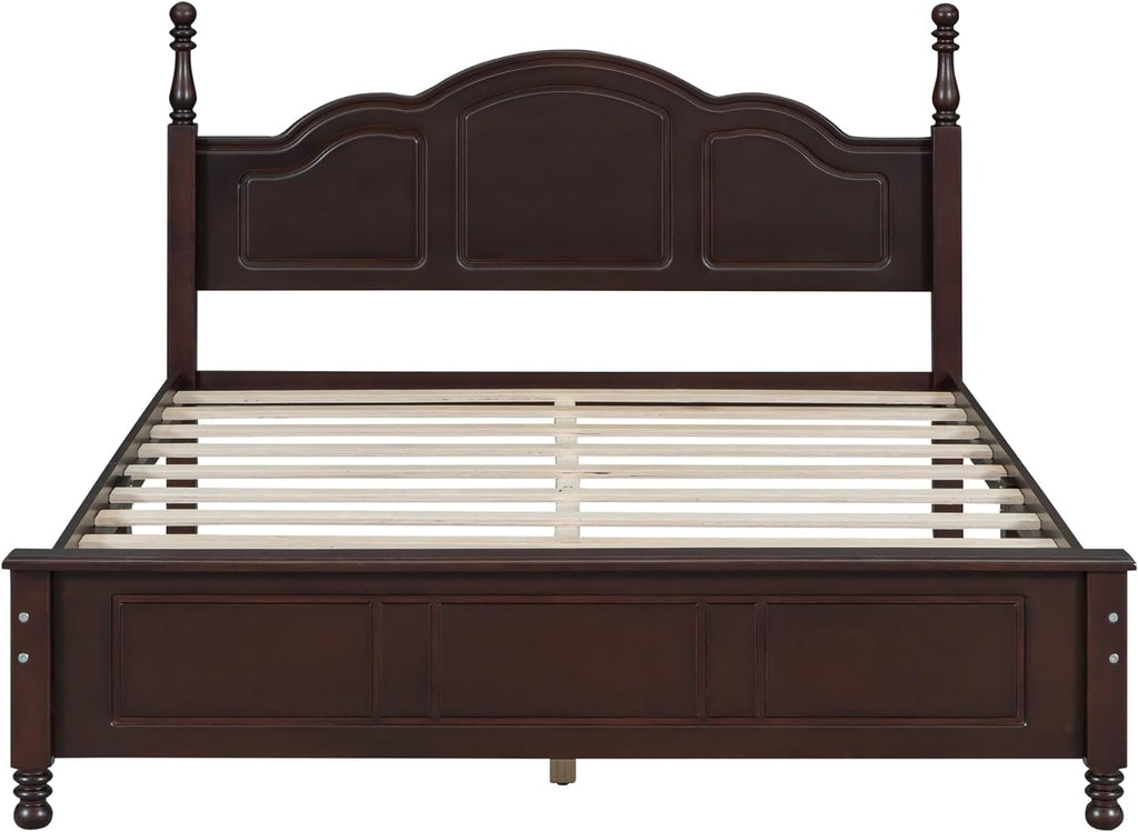 LUMISOL 3 Pieces Bedroom Sets - Queen Size Wood Platform Bed and 2 Nightstands, 3 Piece Queen Bedroom Furniture Set, No Box Spring Needed, Dark Walnut