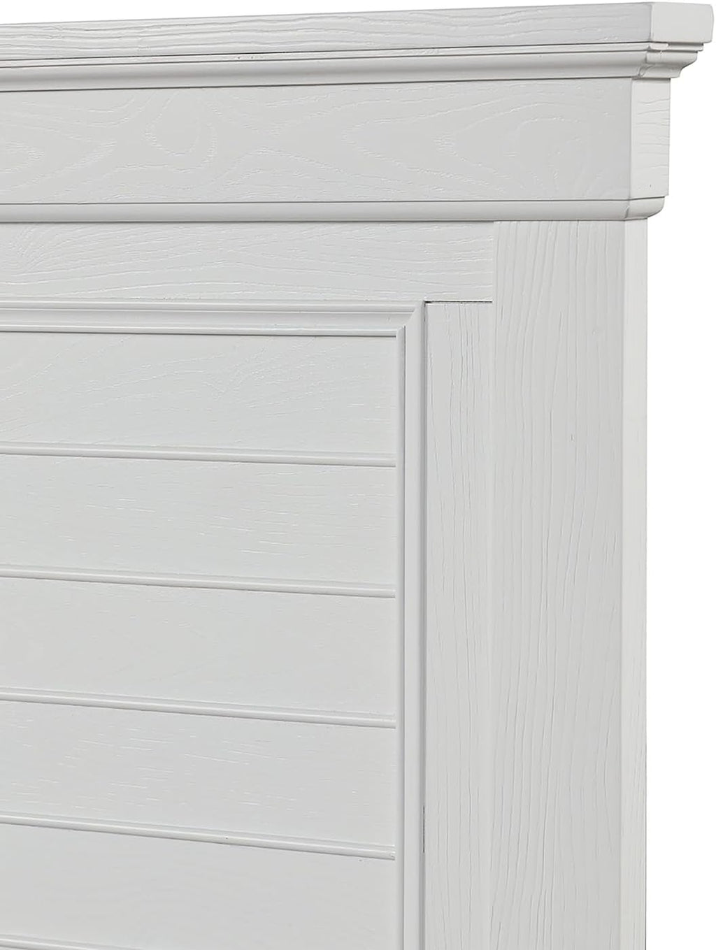 HomeStock Wood Panel Bed with Footboard Storage - Modern Bed Frame for Bedroom White/Queen