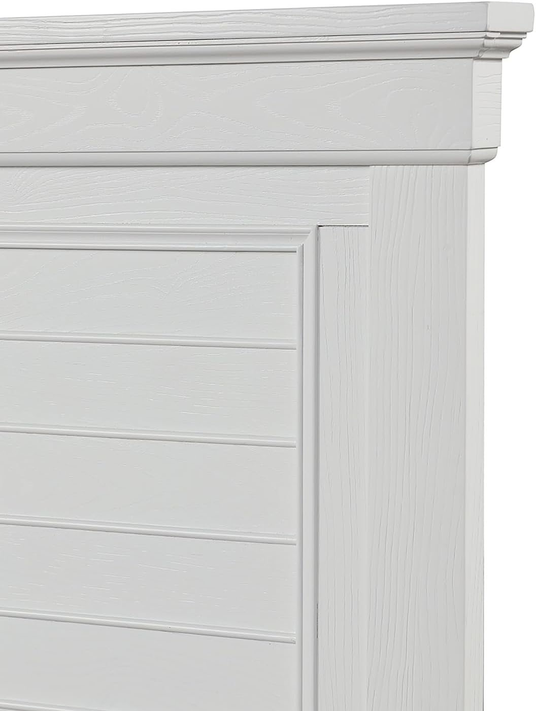 HomeStock Wood Panel Bed with Footboard Storage - Modern Bed Frame for Bedroom White/Queen