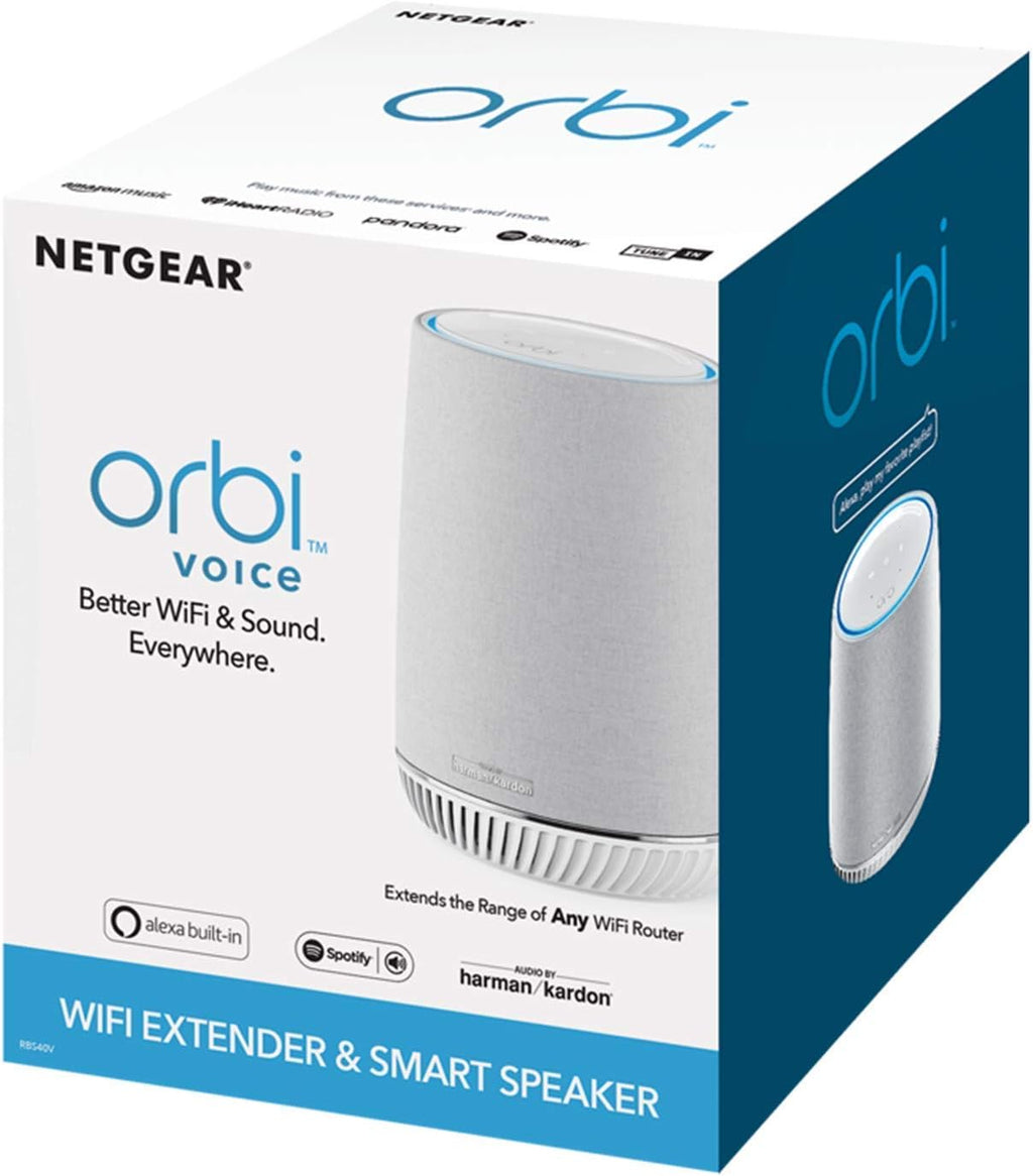 NETGEAR Orbi Voice Smart Speaker & WiFi Mesh Extender with Amazon Alexa Built-in (RBS40V), Works with Any WiFi Router (Renewed)