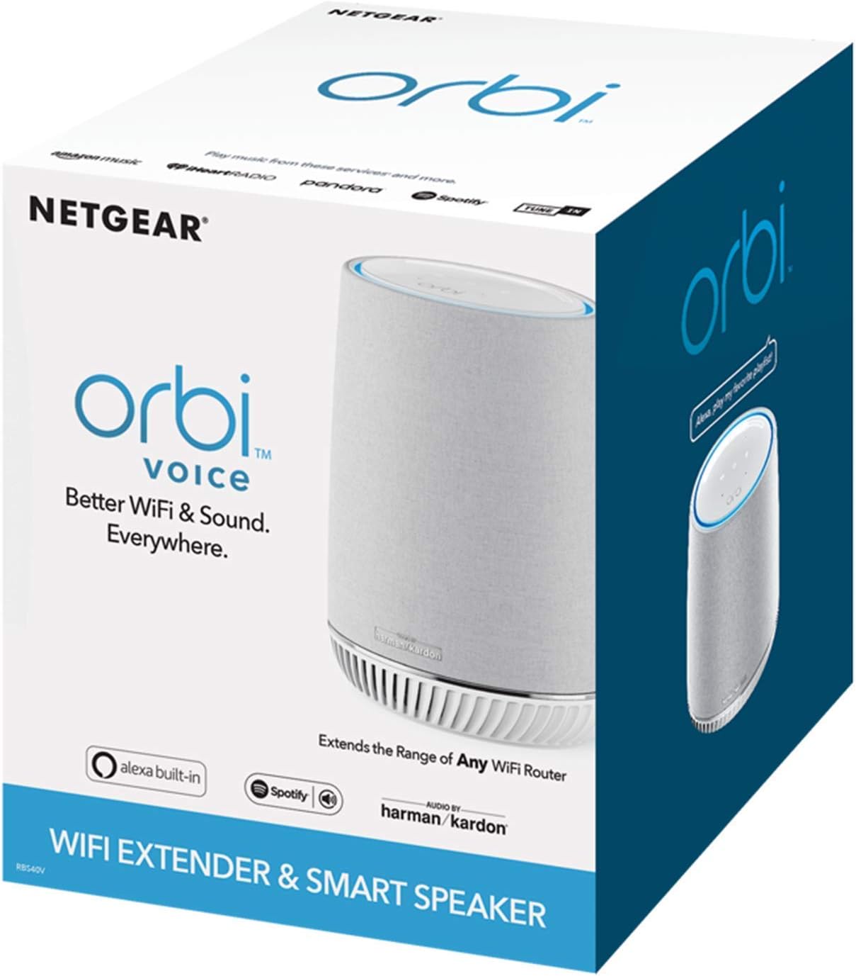 NETGEAR Orbi Voice Smart Speaker & WiFi Mesh Extender with Amazon Alexa Built-in (RBS40V), Works with Any WiFi Router (Renewed)