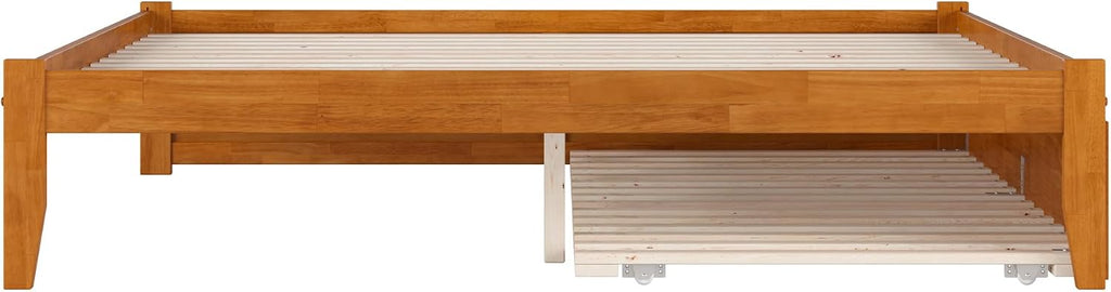 AFI Concord King Solid Wood Platform Bed with Footboard & Twin XL Trundle in Light Toffee