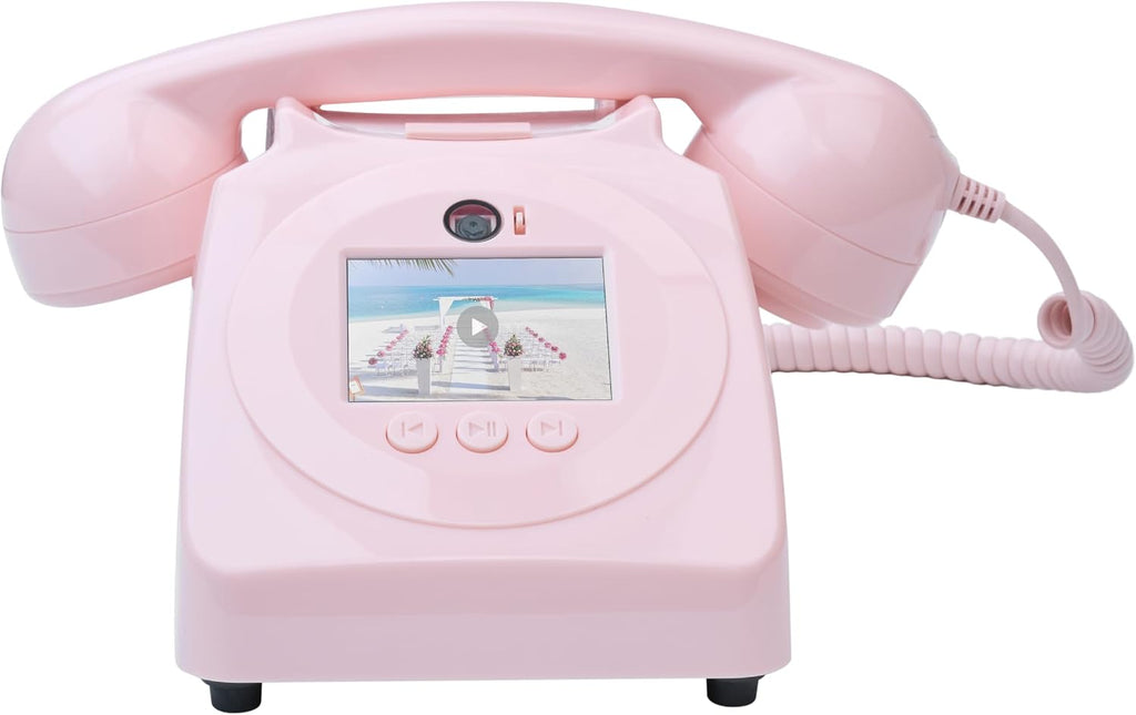 Video Audio Guest Book Wedding Phone, 1080P HD Video Audio Phone Guestbook, Preserve Your Special Occasions, Ideal for Wedding Bridal Shower, Birthday, Graduations, Baby Shower (Pink)