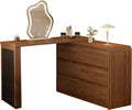 Messenya Makeup Vanity Desk with Cloud HD Lighted Mirror, 50-94in Extendable Modern Vanity Table Set with Chair, 6-Drawer Storage Cabinet with Rounded Corners (Vanity1)