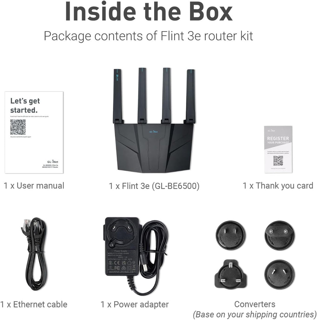 GL.iNet GL-BE6500 (Flint 3e) WiFi 7 Router & GL.iNet GL-MT3000 (Beryl AX) Portable Travel Router