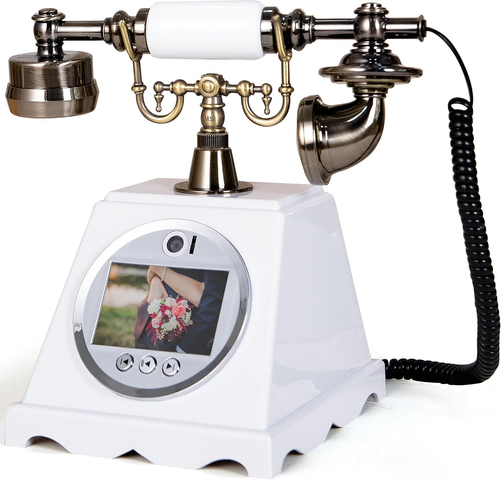 RetroVox Video & Audio Guest Book Wedding Phone Guestbook Creative Easy to Use & Fun Engagements Anniversaries Baby Showers Graduation (A White)