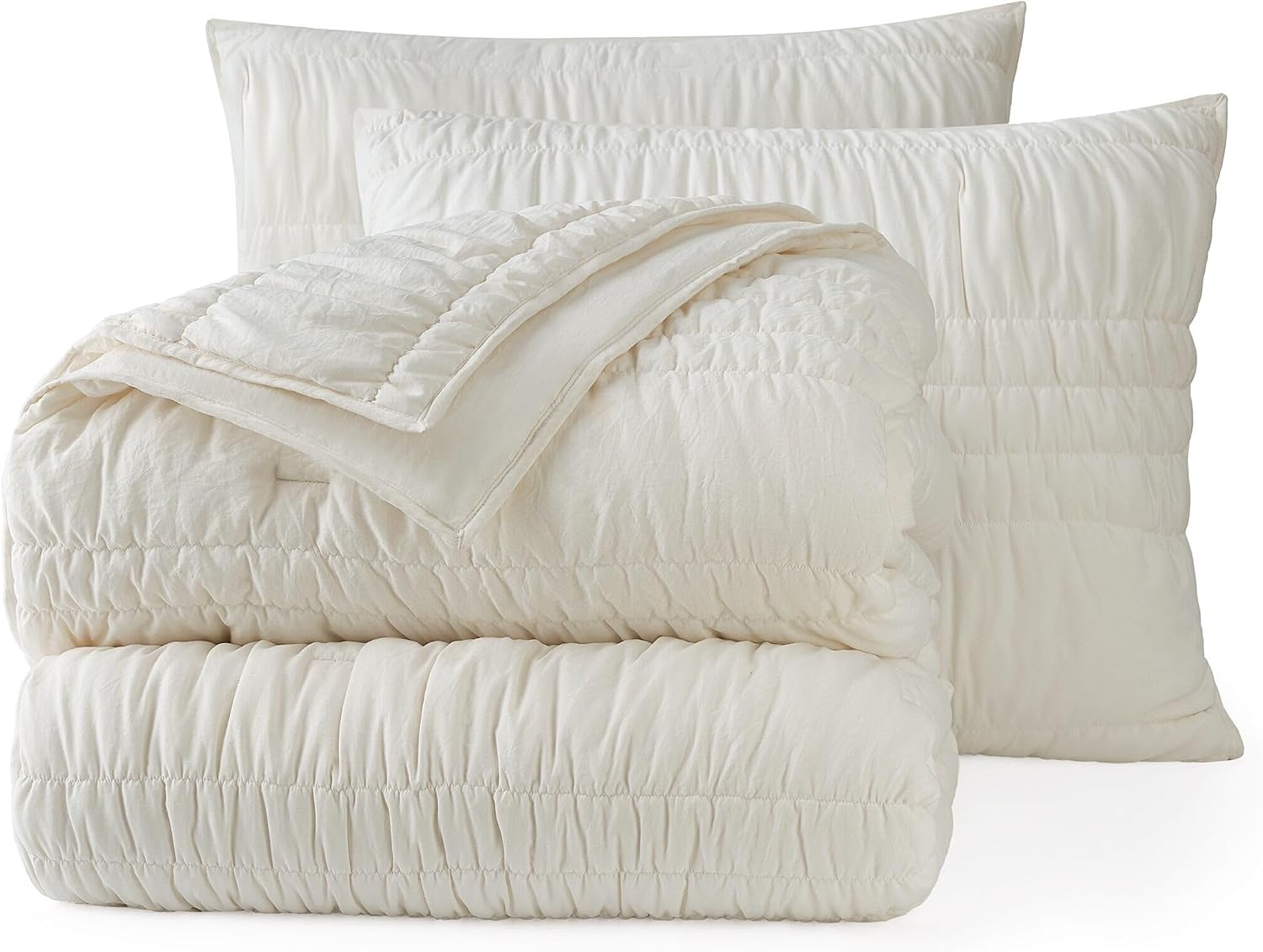 UGG Full/Queen Quilt Set - 3pc Bed Spread with 2 Pillow Shams, All Season Luxury Bedding, Lightweight Quilted Soft Textured Comforter, Cozy Coastal Queen Quilt Set, Beige Snow (Tide Devon)