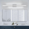 VitaLink 48 Inches Long Nickel LED Modern Bathroom Vanity Light Fixtures 25W Dimmable 5CCT Vanity Light Bar Over Mirror 3-Light Wall Light for Bathroom Over Mirror Picture Light