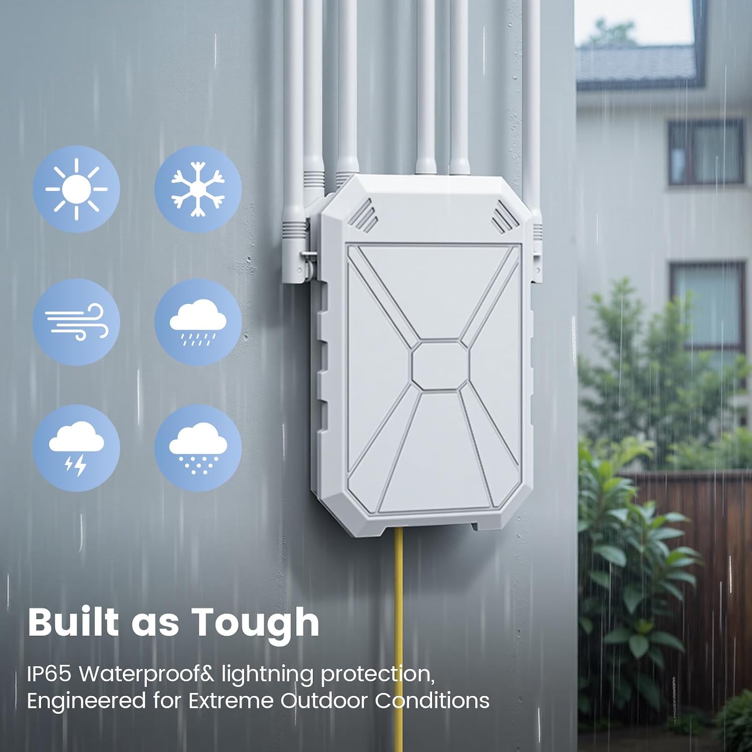 Outdoor WiFi Extender AC1200, Long Range WiFi Booster Signal Booster Outdoor WiFi Access Point, IP67 Weatherproof, Repeater/AP/Router Mode, with PoE, WPA3 Security, for Patio, Starlink, Yard, Farm