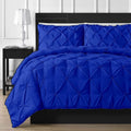 Crown Collection 1000-TC Hypoallergenic Ultra Soft Design 100% Egyptian Cotton Pinch Plated Duvet Cover with Zipper Colser & 2pcs Pillow Case Set (Eastern King Size (118' x 110'), Royal Blue)