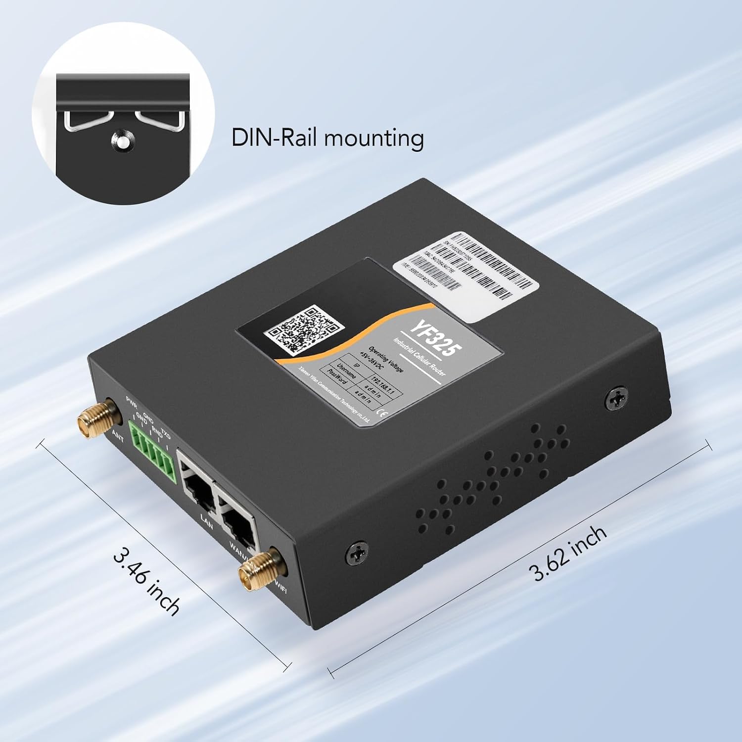4G VPN Router, Industrial 4G LTE Router Yeacomm YF325 WiFi Modem Unlocked with Dual Sim Card Slot, RS232, External Antenna Cellular Modem in North/South America, NOT for Verizon