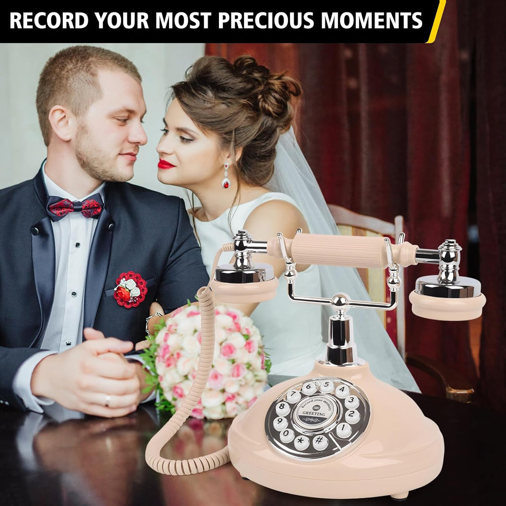 Audio Guest Book Wedding Phone- Record Customized Audio Messages with GuestBook – A Personal and Convenient Way to Preserve Your Special Occasions (Beige Phone)