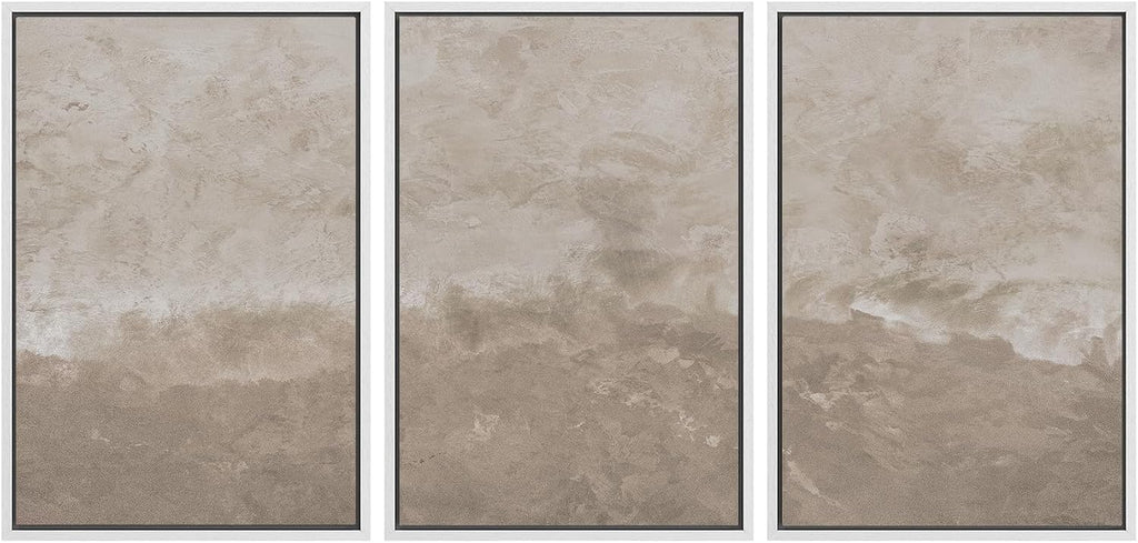 SIGNWIN Framed Canvas Print Wall Art Set Neutral Sand Minimalist Beige Abstract Illustrations Modern Scenic Colorful Ultra for Living Room, Bedroom, Office - 16'x24'x3 White