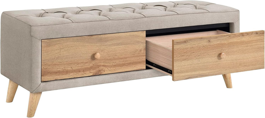 SOFTSEA Upholstered Bedroom Furniture Set Home Furniture for 4 Include Modern Full Size Platform Bed Frame, 2 Modern Nightstands and 1 End of Bed Storage Bench