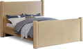 Meridian Furniture B1298Camel-Q Elias Collection Modern | Contemporary Queen Bed with Soft Camel Velvet, Solid Wood Inner Frame, 73.5' W x 88.5' D x 52' H, Camel, Queen