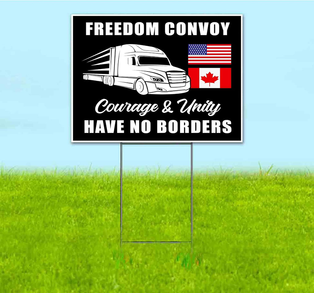 Freedom Convoy Courage Unity (18' x 24') Yard Sign, Quantity Discounts, Multi-Packs, Includes Metal Step Stake, Bandit, Lawn Sign, Advertising, USA | Trump, Political, Politics, Republican, Truck