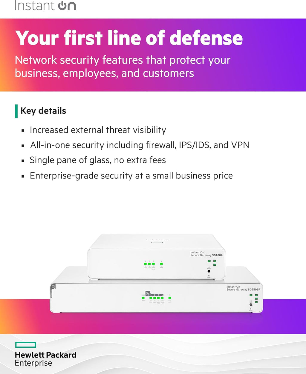 HPE Networking Instant On Secure Gateway SG1004 4-Port 1G Smart-Managed Gateway, 4X 1GBase-T, US Cord (S0G33A#ABA)