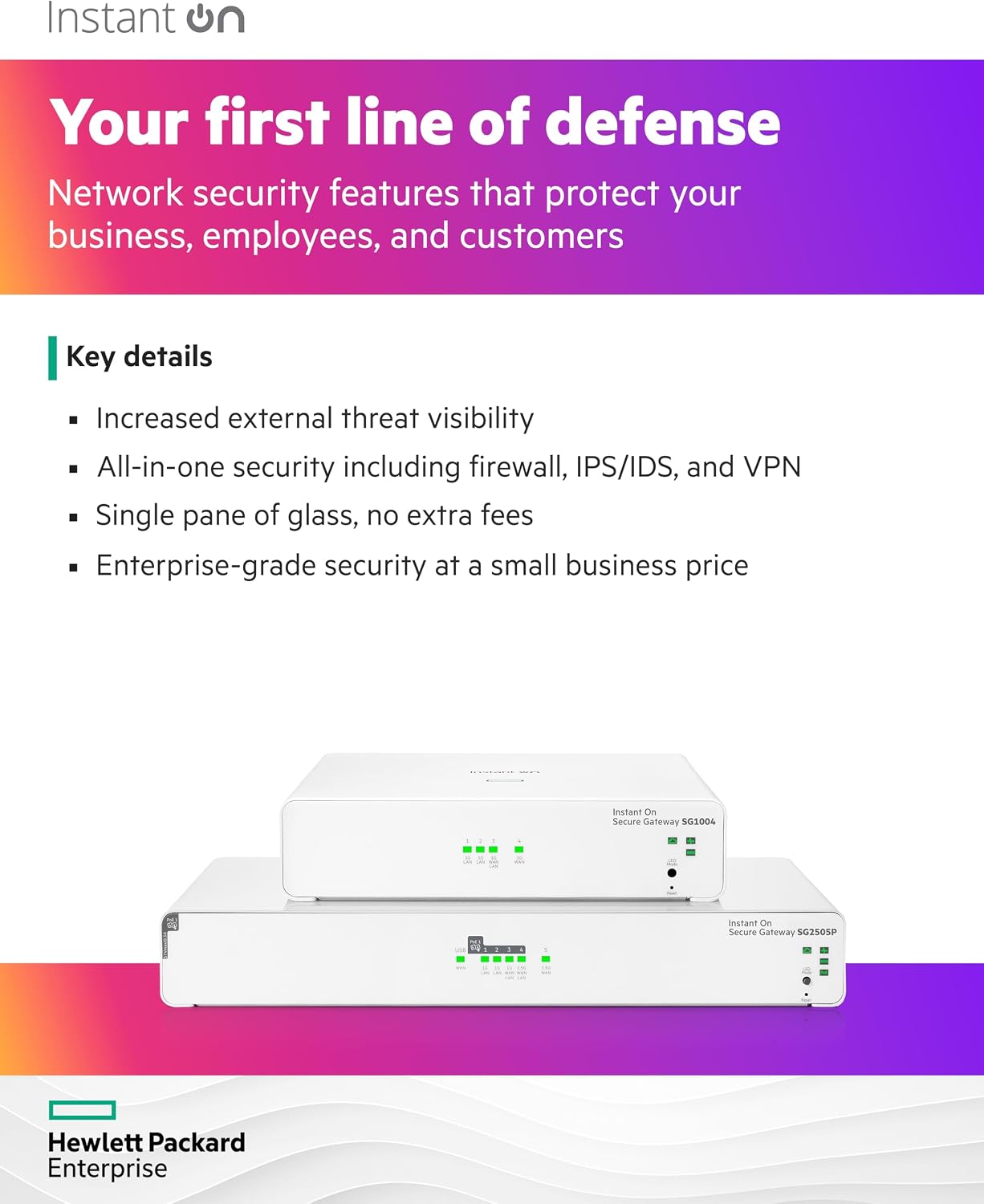 HPE Networking Instant On Secure Gateway SG1004 4-Port 1G Smart-Managed Gateway, 4X 1GBase-T, US Cord (S0G33A#ABA)