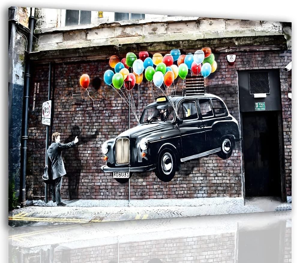 Framed Banksy Street Graffiti Wall Art Decor Large Abstract Pictures Canvas Painting Prints Colorful Modern Contemporary Poster Artwork Stretched for Wall Home Bathroom Bedroom Living Room Ready Hang (Framed Decor Art-012, 32x48inch (80x120cm))