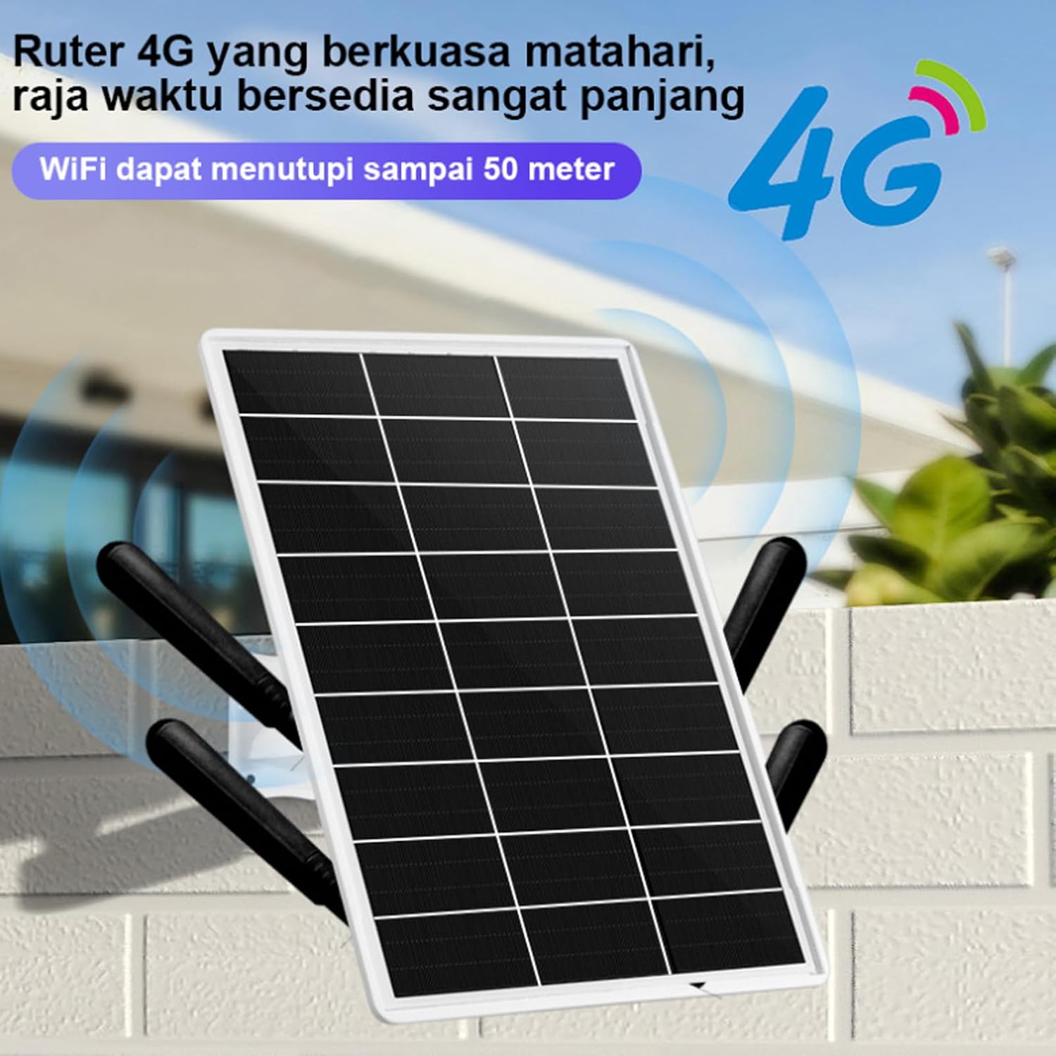 Solar Powered Outdoor 4G LTE Modem Router with SIM Card Slot, Outdoor Solar WiFi Extender, 50M WiFi Range, 15W Built in 20000mAh Battery for Camping RVs Camera