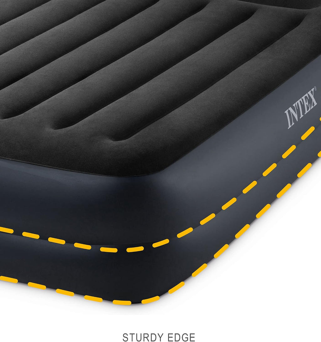 Intex Raised Airbed Mattress with Built-in Pump, Dura-Beam Plus Pillow, Twin - Portable Inflatable Luxury Blow-Up Bed for Adults, Camping, Guests (Pack of 3)