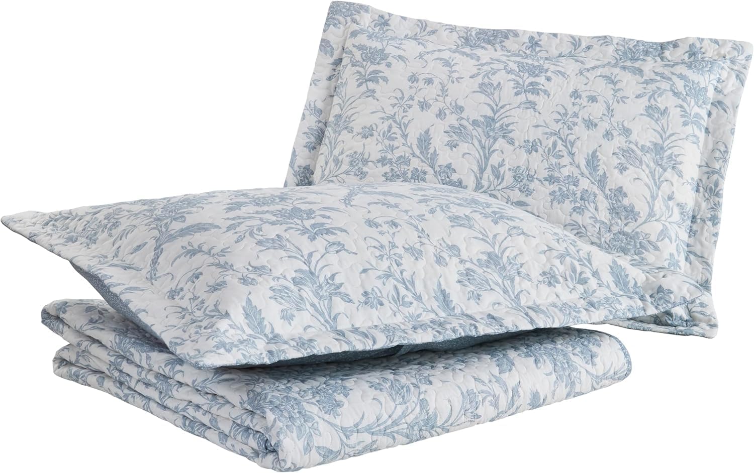 Laura Ashley - King Quilt Set, Soft Cotton Bedding with Reversible Design, Medium Weight for Year Round Use, 3 Piece Bed Set with Matching Pillowcases (Amberley Blue)