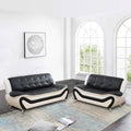 Contemporary Living Room Furniture Set, Vegan Leather Sofa Set for Living Room/House/Bedroom/Office/Apartment (Black&White, Sofa&Loveseat)