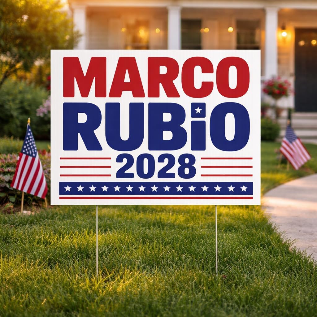 Marco Rubio 2028 Yard Sign 18x24 Double-Sided Political Campaign Lawn Signs with Metal Stakes, Waterproof Corrugated Plastic (5)