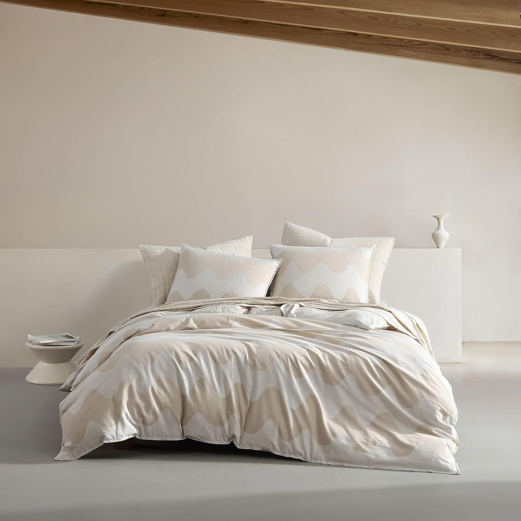 Marimekko - King Duvet Cover Set, Organic Cotton Bedding with Matching Shams, Luxury Home Decor, GOTS Certified (Lokki Beige, King)