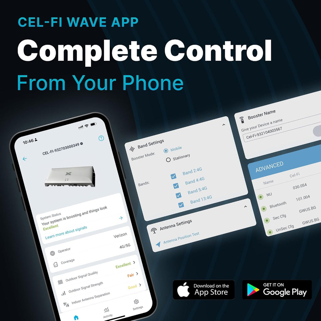 CEL-FI GO G41 | Cell Phone Booster for Home | 4G, 5G, AT&T, Verizon & T-Mobile | Up to 15,000 Sq Ft Coverage | 100 dB Cell Phone Signal Booster | FCC Approved (1x Antenna w/Grid)