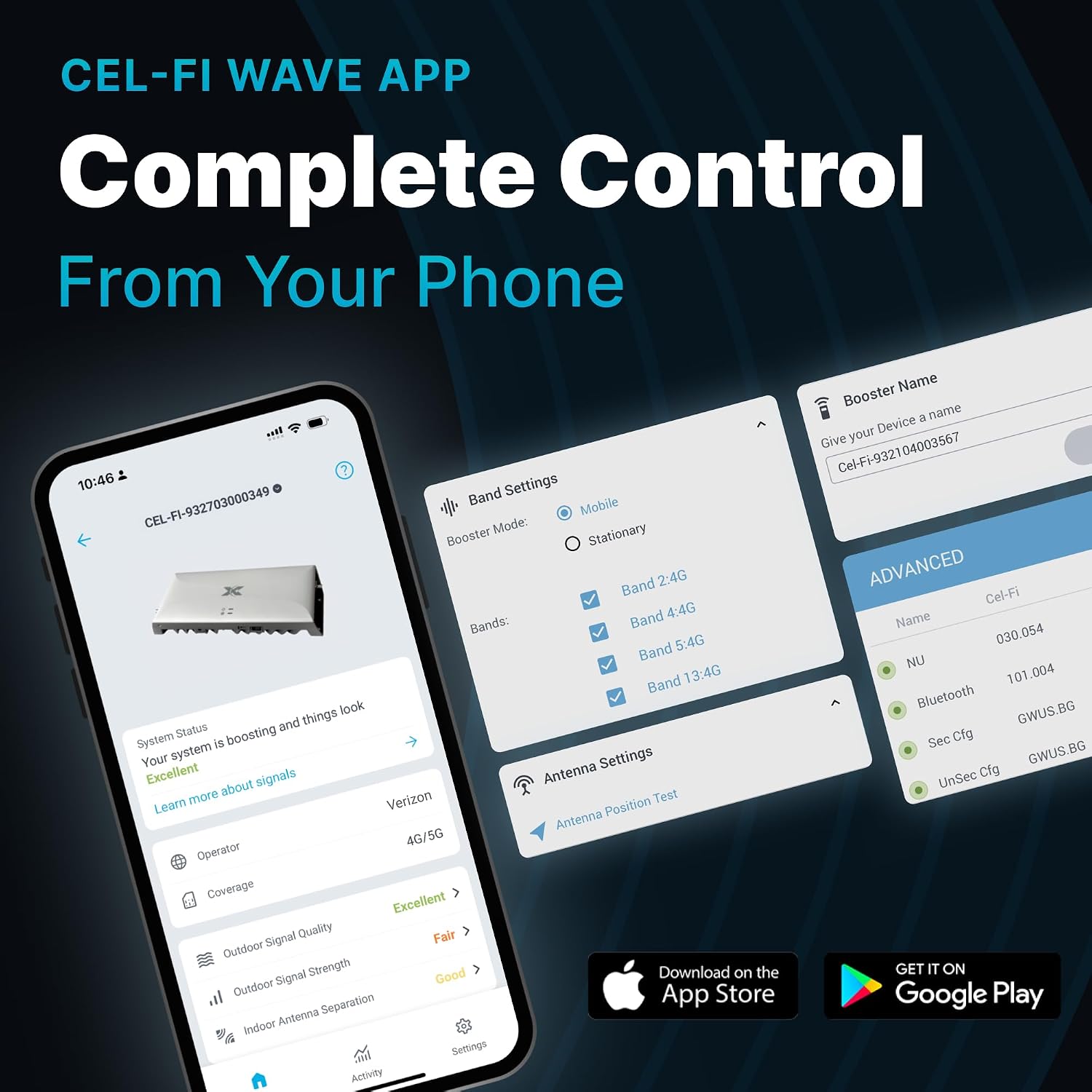 CEL-FI GO G41 | Cell Phone Booster for Home | 4G, 5G, AT&T, Verizon & T-Mobile | Up to 15,000 Sq Ft Coverage | 100 dB Cell Phone Signal Booster | FCC Approved (1x Antenna w/Grid)