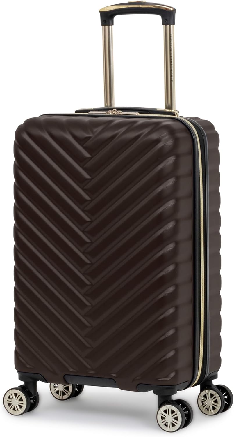 Kenneth Cole REACTION Madison Square Lightweight Hardside Chevron Expandable Spinner Luggage, Chocolate Brown, 2-Piece (20' Carry On + Sophie Backpack)