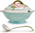 Fitz and Floyd Meadow Tureen Covered Serving Bowl with Ladle, 3.5 Quart
