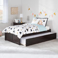 AFI Concord Twin XL Size Platform Bed with Footboard & Twin XL Trundle in Espresso