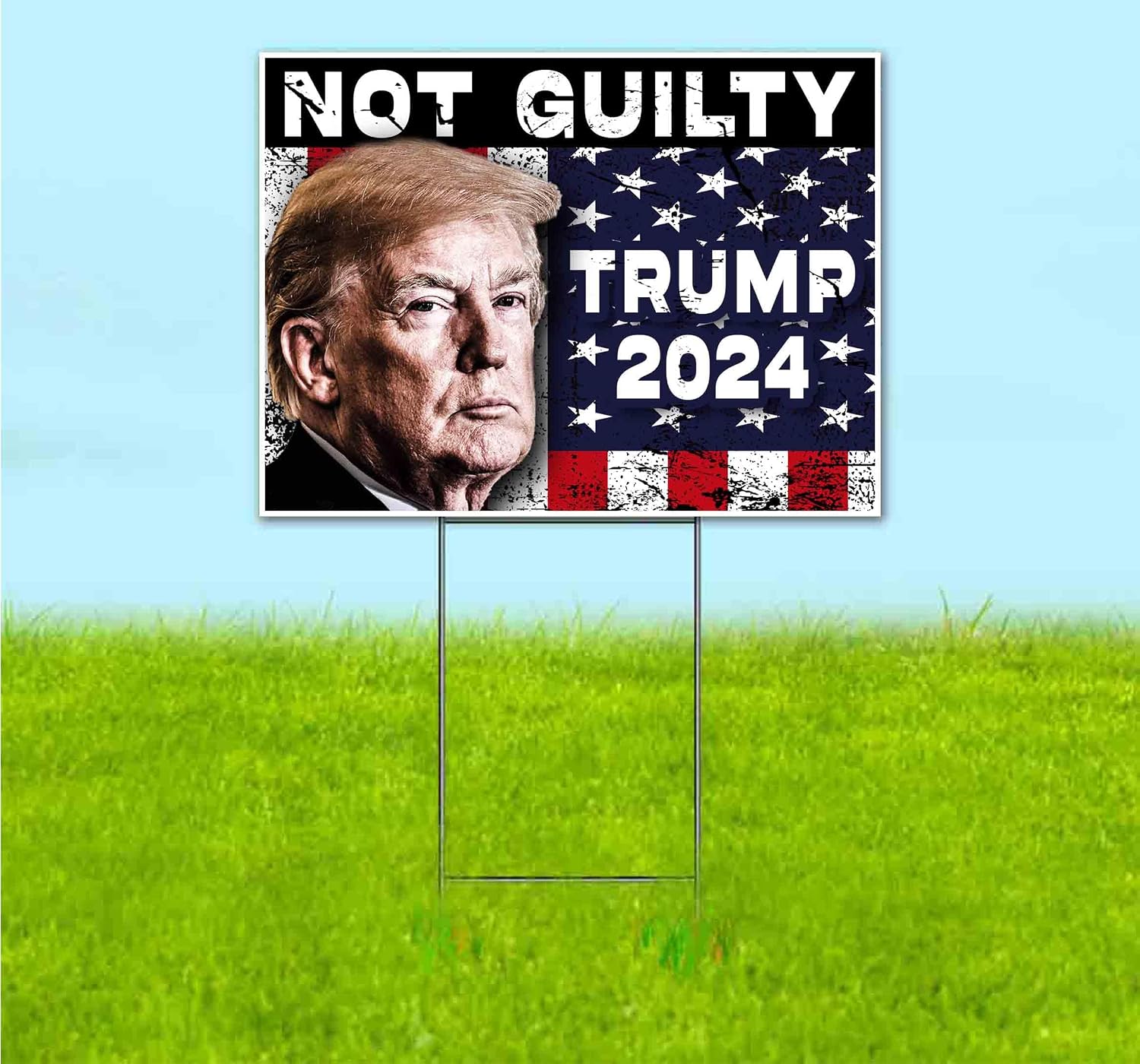 Not Guilty Trump (18' x 24') Yard Sign, Quantity Discounts, Multi-Packs, Includes Metal Step Stake, Bandit, New, Advertising, USA | Election, Political, Republican, President, Vote