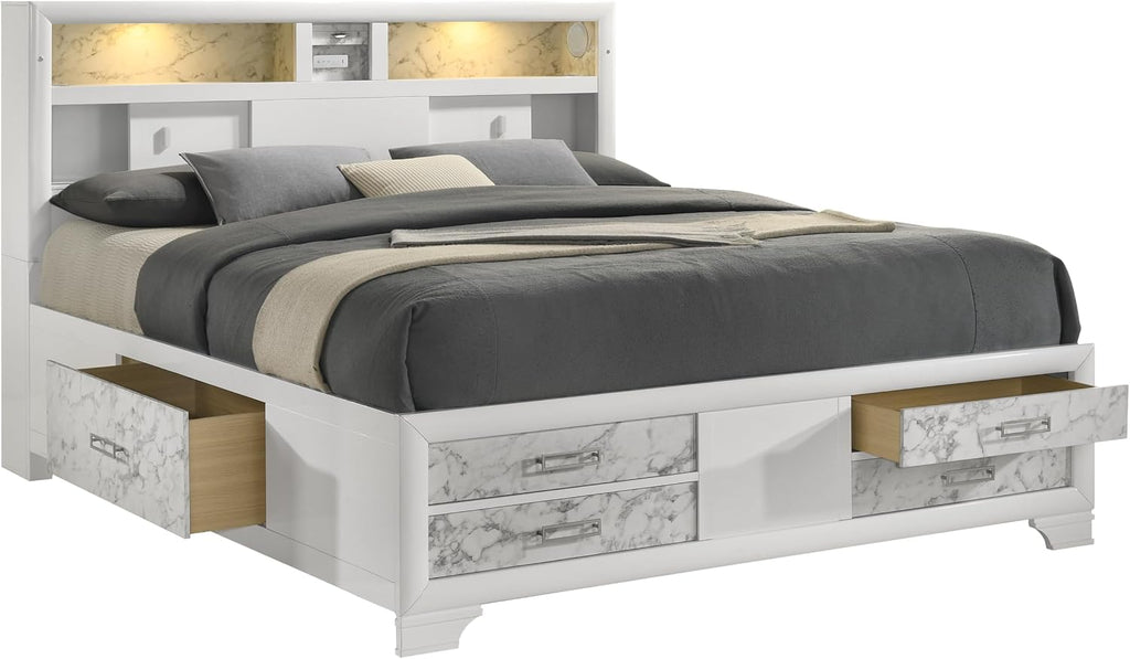 Soul Full 4PC Bedroom Set Made with Wood and Drawers in White