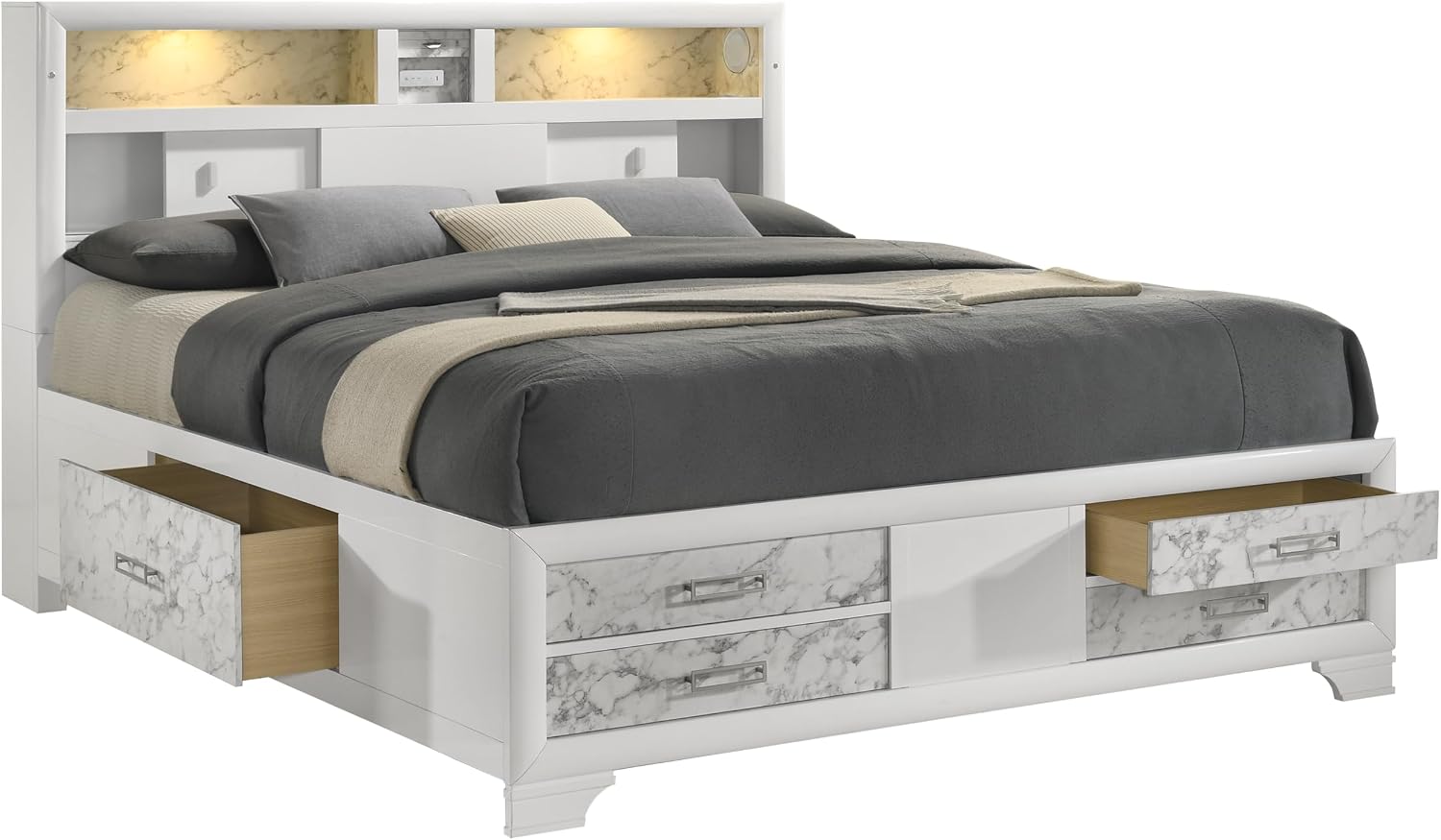 Soul Full 4PC Bedroom Set Made with Wood and Drawers in White
