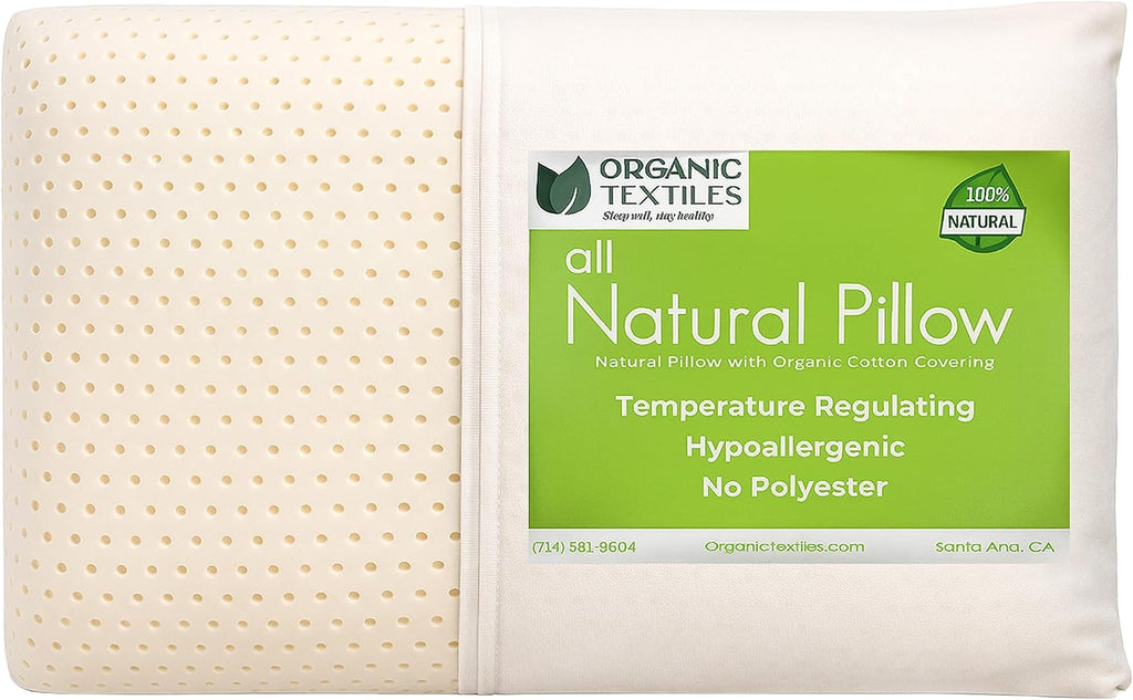 OrganicTextiles Natural Latex Pillow with Organic Cotton Cover (King Size, Soft), GOTS Certified, Bed Pillow for Sleeping, Neck Pain Relief Help, Head Support, for Side Back Stomach Sleeper