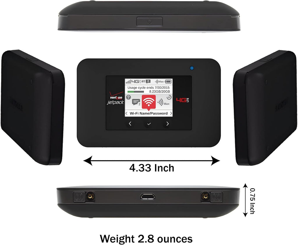 Verizon Wireless Jetpack Netgear AC791L | Mobile Hotspot for Travel | 4G Mobile Portable WiFi | Unlocked Globally | Speed up to 300 Mbps | Battery Usage 20 Hours | EVDO-LINK Bundle (Premium)