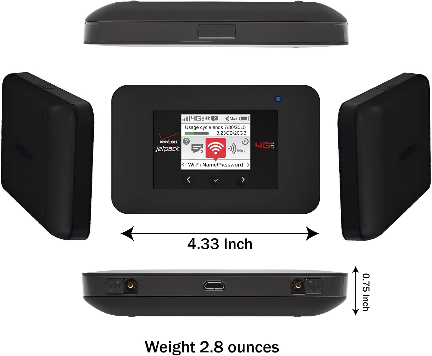 Verizon Wireless Jetpack Netgear AC791L | Mobile Hotspot for Travel | 4G Mobile Portable WiFi | Unlocked Globally | Speed up to 300 Mbps | Battery Usage 20 Hours | EVDO-LINK Bundle (Premium)