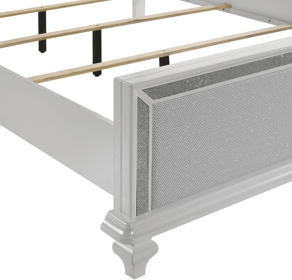 HomeStock White Bed Frame with Lights - Modern Bedroom Furniture - Headboard & Footboard Queen