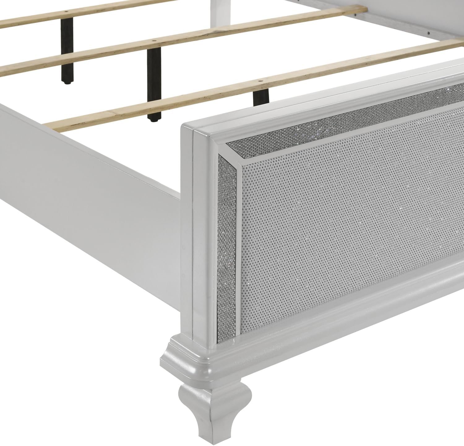 HomeStock White Bed Frame with Lights - Modern Bedroom Furniture - Headboard & Footboard Queen