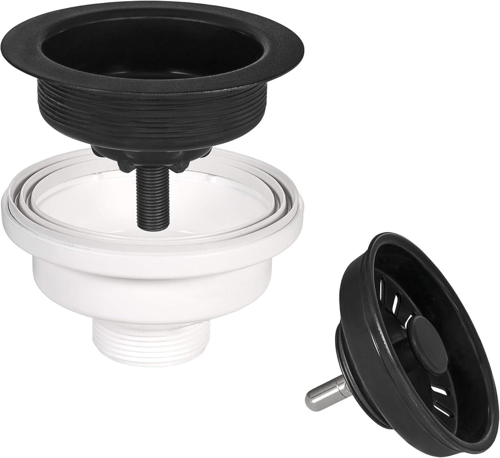 Ruvati 33 x 22 inch epiGranite Drop-in Topmount Granite Composite Quartz Double Bowl Kitchen Sink - Midnight Black - RVG1344BK