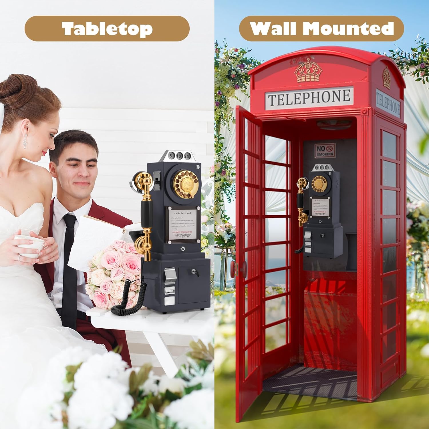 UKBW Audio Guest Book Wedding Phone, Audio Phone guestbook, Audio guestbook,Record Guest Voice Messages, Preserve Your Special Occasions for Party Wedding Birthday Graduation Baby Shower(Black)