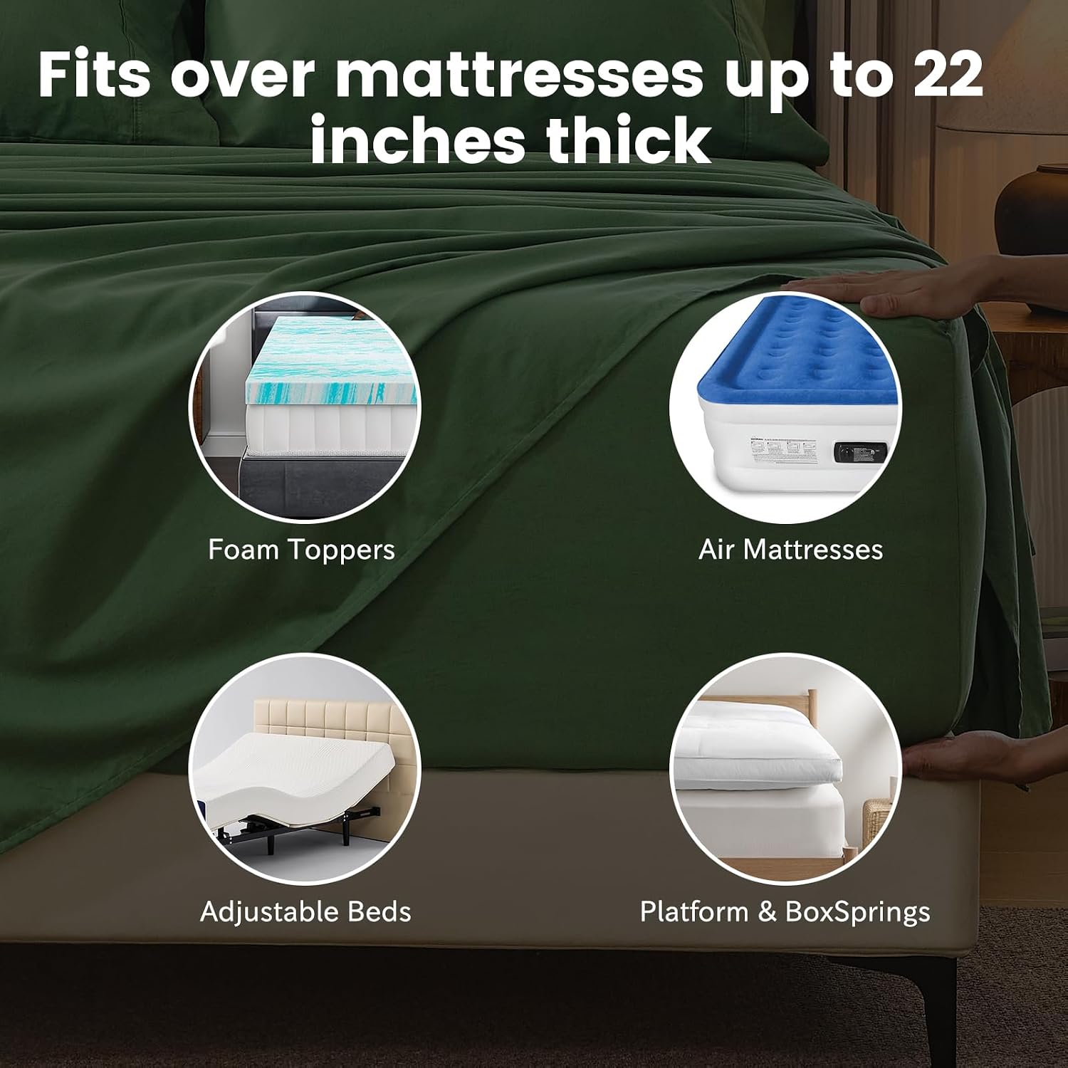 Bedlifes 100% French Flax Linen Sheets Set King Size - 6 Piece Extra Deep Pocket 18-24',Soft Breathable King Bed Sheets with Temperature Regulating & Moisture-Wicking(Sage Green
