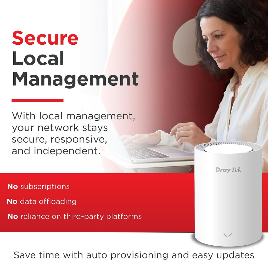 DrayTek Vigor AP805 Mesh AX3000 Wireless Access Point, 2.5GbE Uplink, additional 1GbE for Wired Connectivity, Cylinder Form-Factor